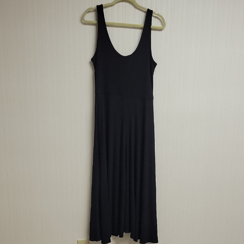Marine Layer Lexi Fit & Flate Black Ankle Length Dress Large Coastal Spring Brea - Picture 2 of 6